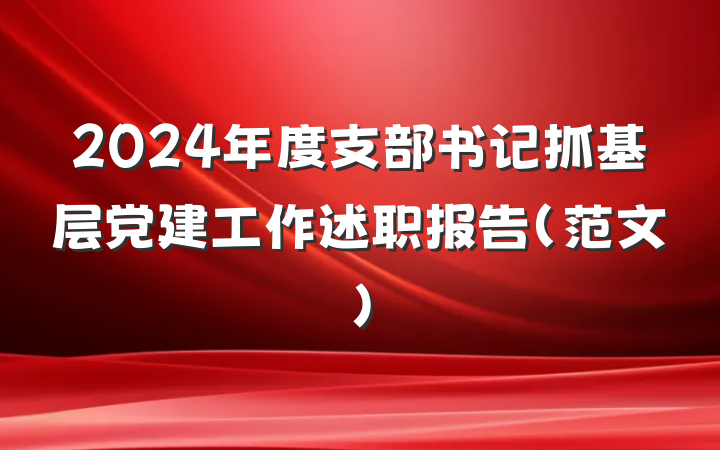 2024年度支部书记抓基层党建工作述职报告（范文）