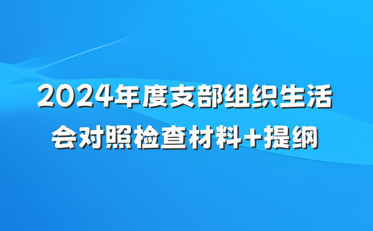2024年度支部组织生活会对照检查材料 提纲