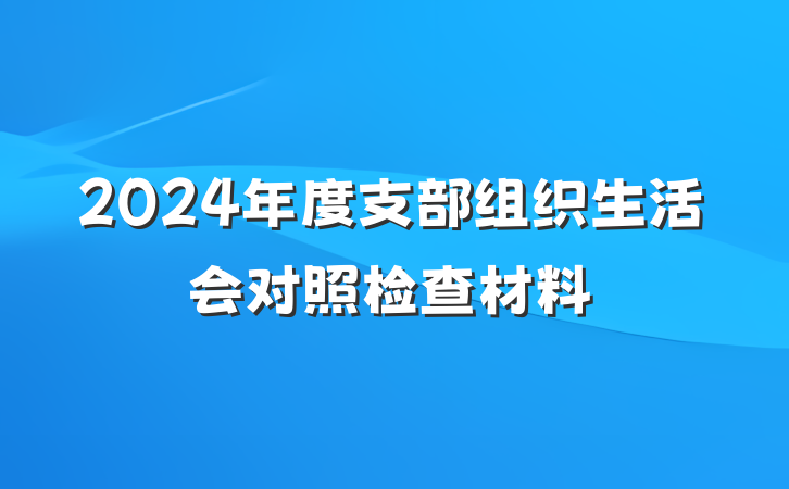 2024年度支部组织生活会对照检查材料