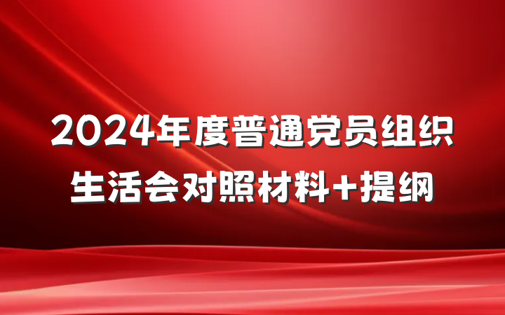 2024年度普通党员组织生活会对照材料 提纲