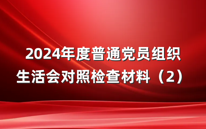 2024年度普通党员组织生活会对照检查材料（2）