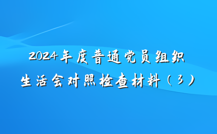 2024年度普通党员组织生活会对照检查材料（3）
