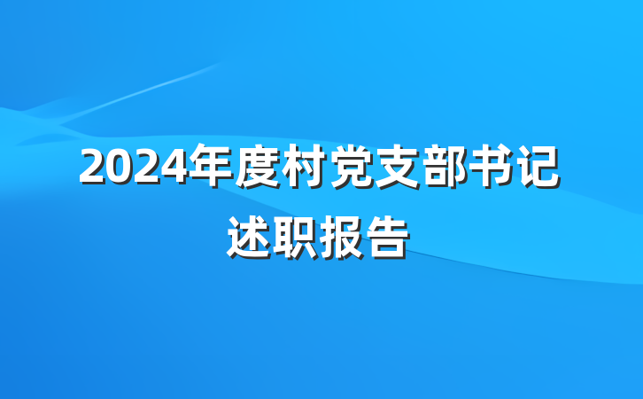 2024年度村党支部书记述职报告