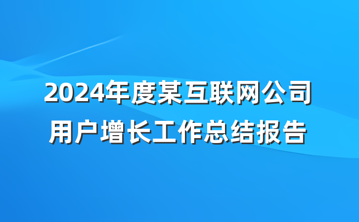 2024年度某互联网公司用户增长工作总结报告