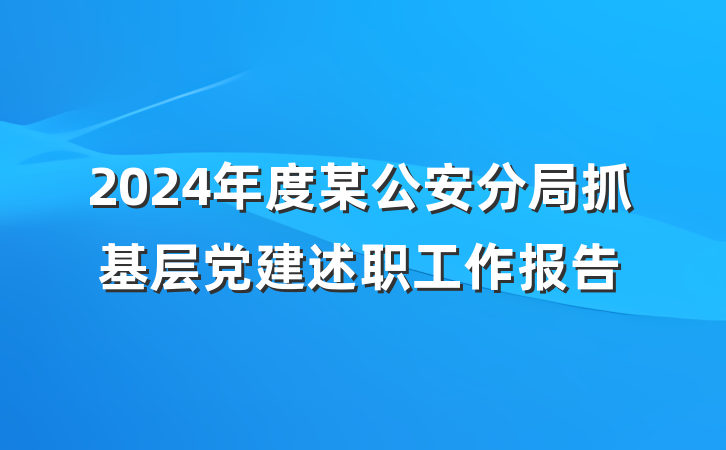 2024年度某公安分局抓基层党建述职工作报告