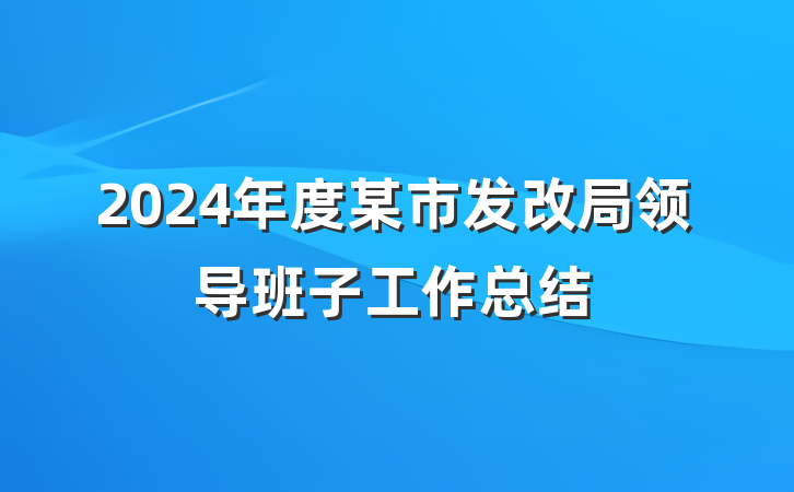 2024年度某市发改局领导班子工作总结