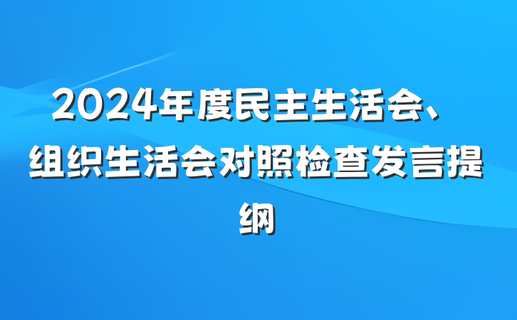 2024年度民主生活会、组织生活会对照检查发言提纲