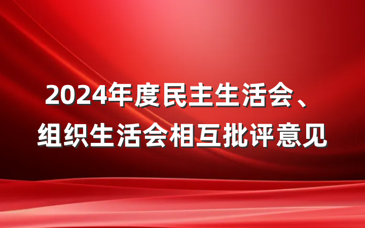 2024年度民主生活会、组织生活会相互批评意见
