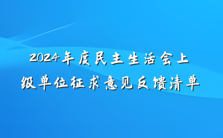 2024年度民主生活会上级单位征求意见反馈清单
