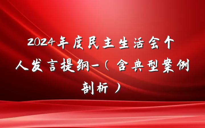 2024年度民主生活会个人发言提纲-（含典型案例剖析）