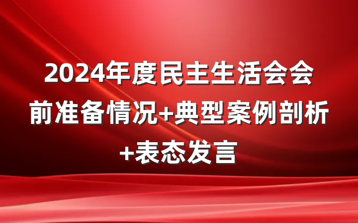 2024年度民主生活会会前准备情况+典型案例剖析+表态发言