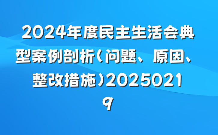 2024年度民主生活会典型案例剖析（问题、原因、整改措施）20250219