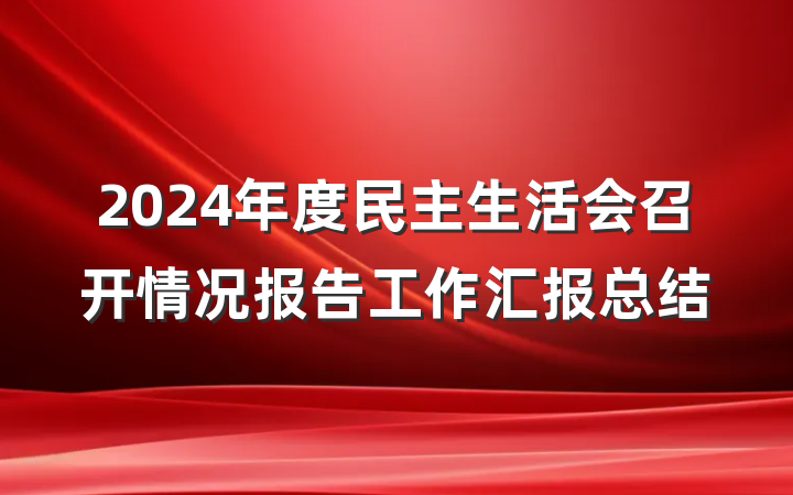 2024年度民主生活会召开情况报告工作汇报总结