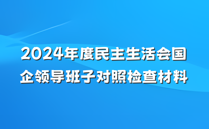 2024年度民主生活会国企领导班子对照检查材料