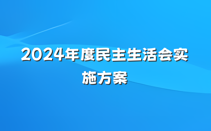 2024年度民主生活会实施方案