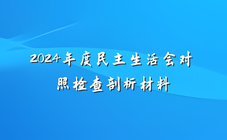 2024年度民主生活会对照检查剖析材料