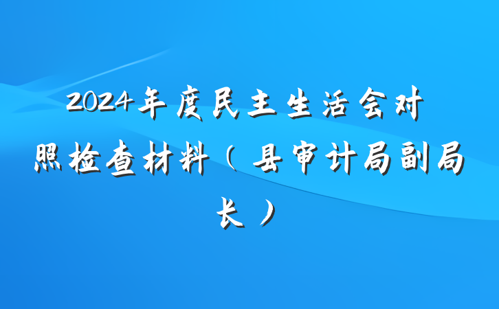2024年度民主生活会对照检查材料（县审计局副局长）