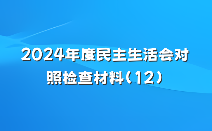 2024年度民主生活会对照检查材料(12)