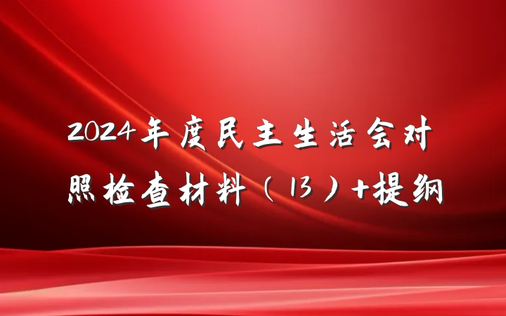 2024年度民主生活会对照检查材料（13） 提纲
