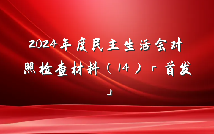 2024年度民主生活会对照检查材料(14)「首发」