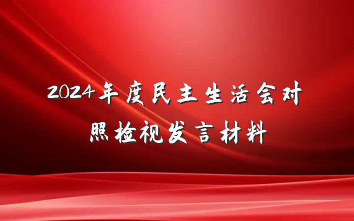 2024年度民主生活会对照检视发言材料
