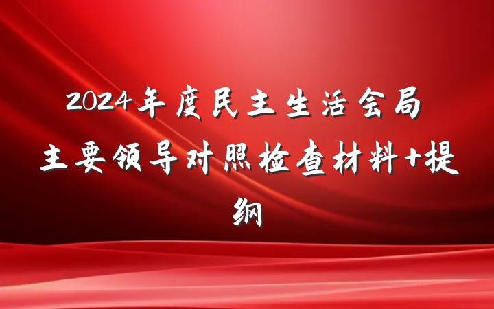 2024年度民主生活会局主要领导对照检查材料 提纲