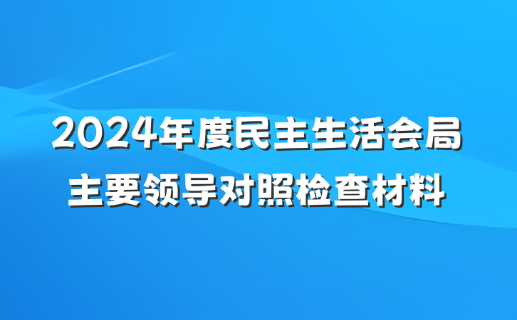 2024年度民主生活会局主要领导对照检查材料