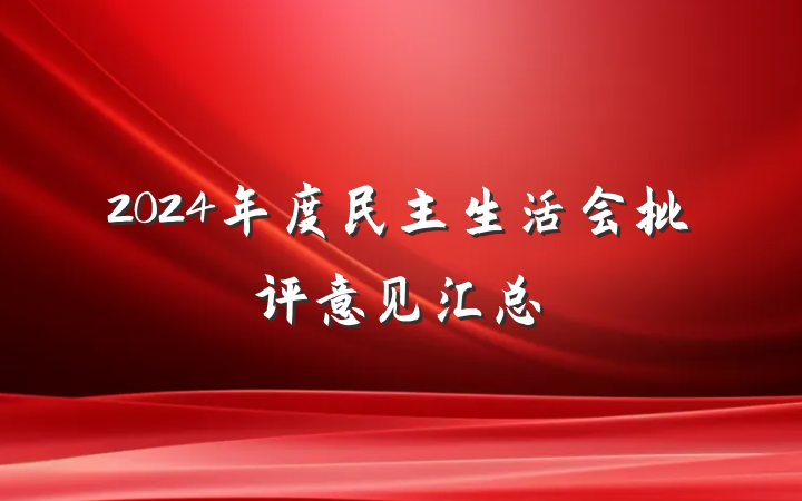 2024年度民主生活会批评意见汇总