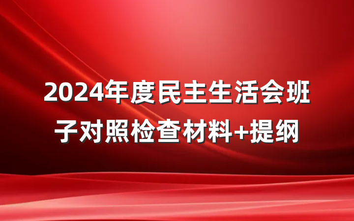 2024年度民主生活会班子对照检查材料 提纲
