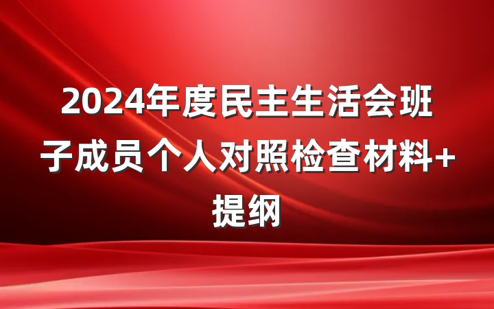 2024年度民主生活会班子成员个人对照检查材料 提纲