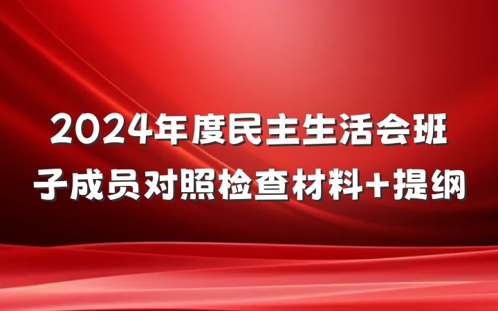2024年度民主生活会班子成员对照检查材料 提纲