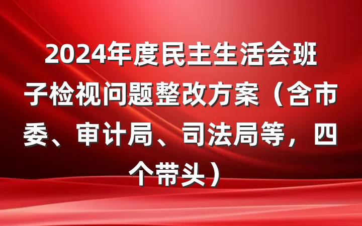 2024年度民主生活会班子检视问题整改方案（含市委、审计局、司法局等，四个带头）