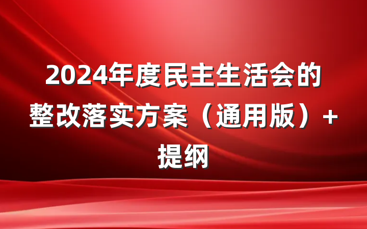 2024年度民主生活会的整改落实方案（通用版） 提纲