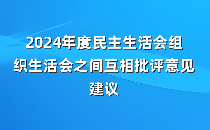 2024年度民主生活会组织生活会之间互相批评意见建议