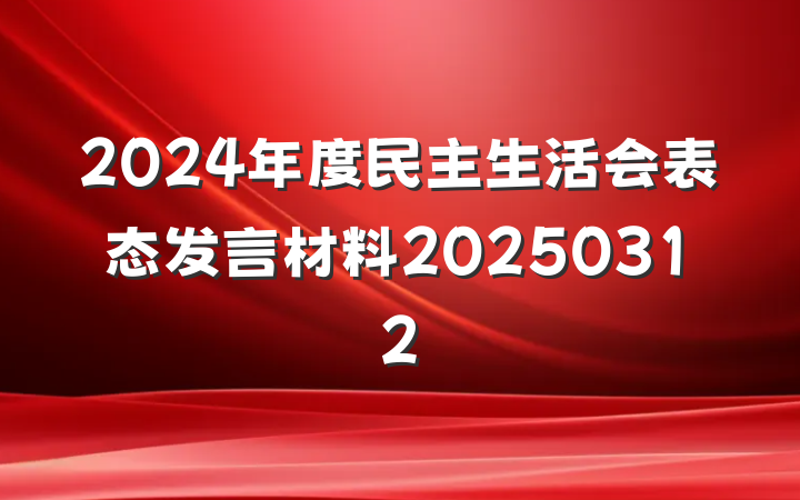 2024年度民主生活会表态发言材料20250312