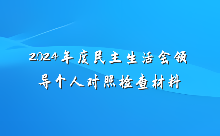 2024年度民主生活会领导个人对照检查材料