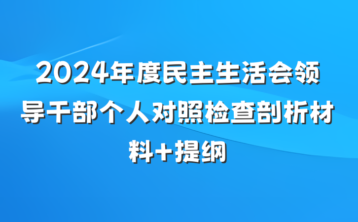 2024年度民主生活会领导干部个人对照检查剖析材料 提纲