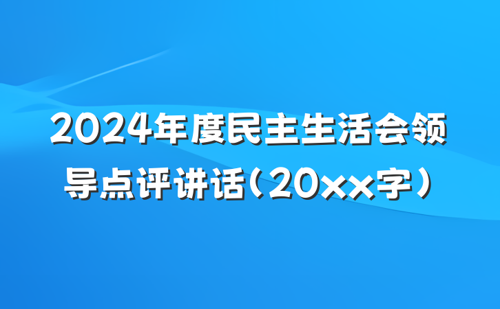 2024年度民主生活会领导点评讲话（20xx字）