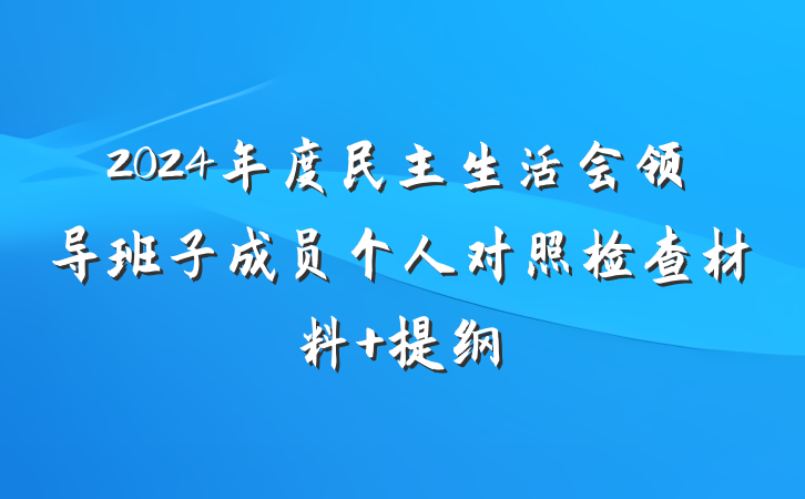 2024年度民主生活会领导班子成员个人对照检查材料 提纲