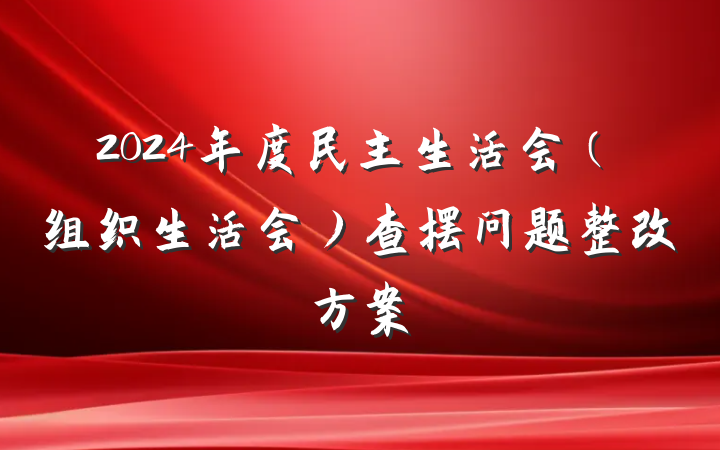 2024年度民主生活会（组织生活会）查摆问题整改方案
