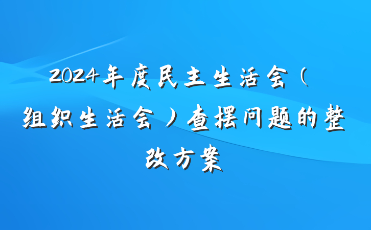 2024年度民主生活会（组织生活会）查摆问题的整改方案