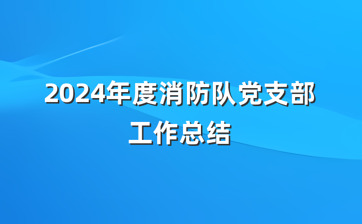 2024年度消防队党支部工作总结