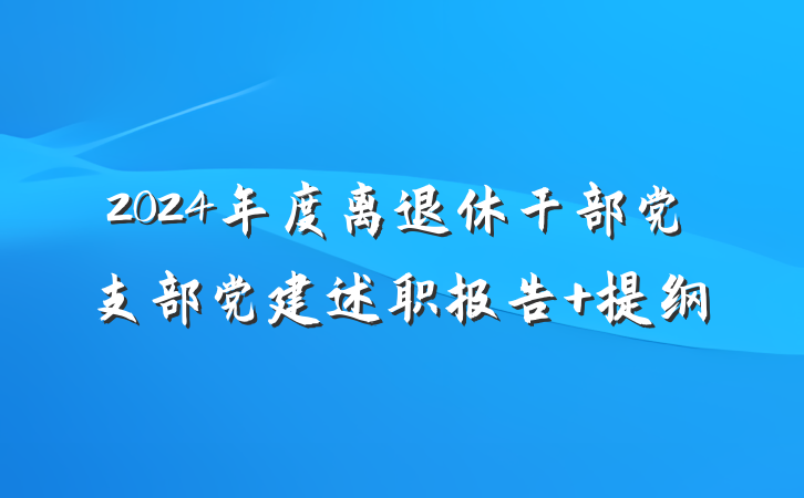 2024年度离退休干部党支部党建述职报告 提纲