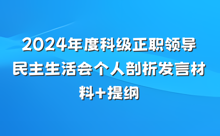 2024年度科级正职领导民主生活会个人剖析发言材料 提纲