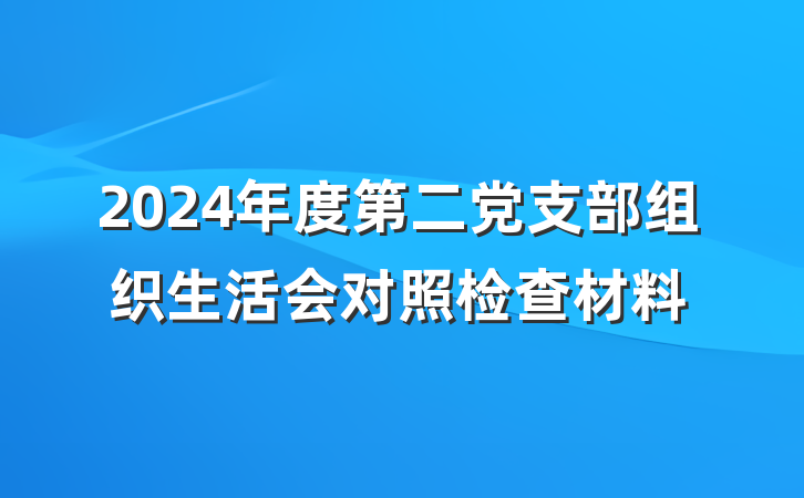 2024年度第二党支部组织生活会对照检查材料