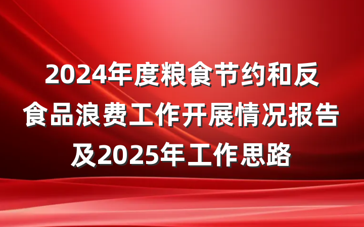 2024年度粮食节约和反食品浪费工作开展情况报告及2025年工作思路