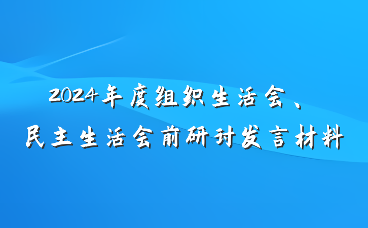 2024年度组织生活会、民主生活会前研讨发言材料