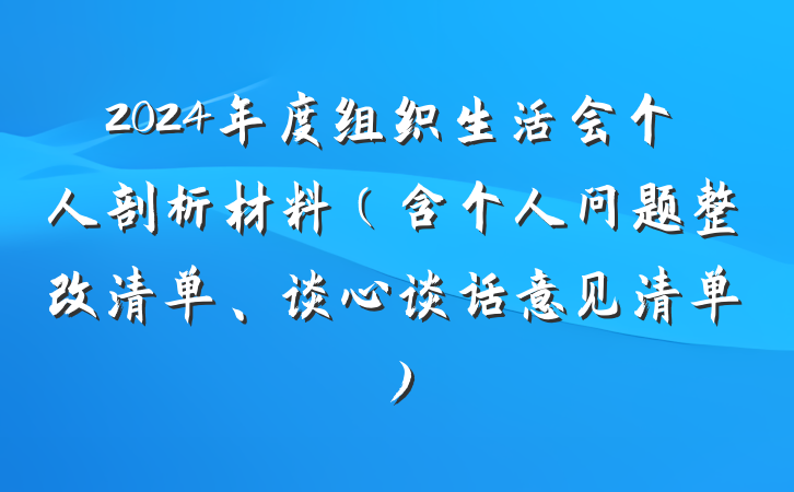 2024年度组织生活会个人剖析材料(含个人问题整改清单、谈心谈话意见清单)