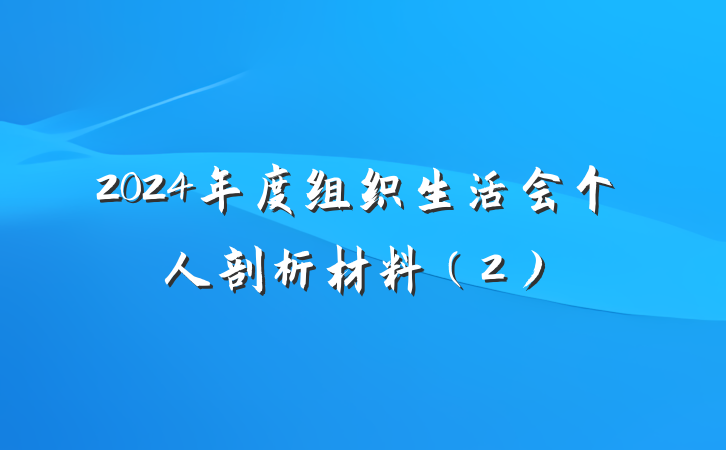 2024年度组织生活会个人剖析材料(2)