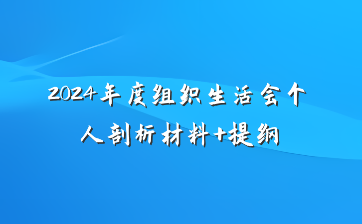 2024年度组织生活会个人剖析材料 提纲